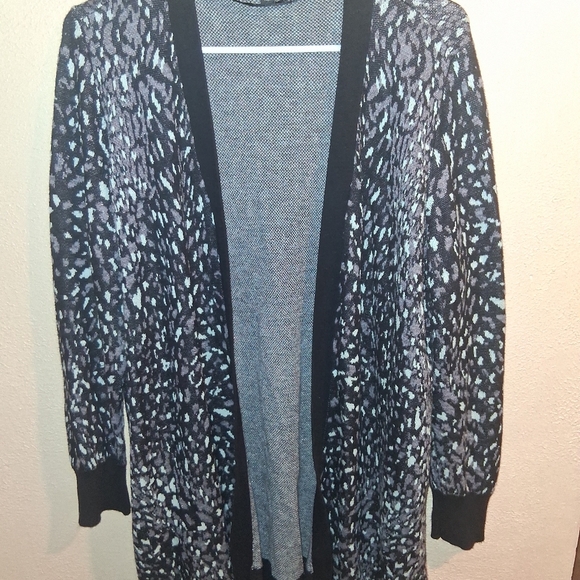 Lane Bryant Purple Blue Leopard print tunic Length Long Line knit cardigan 18/20 - Picture 2 of 8